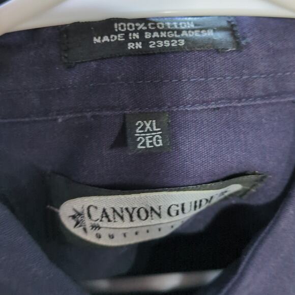 Vintage Canyon Guide Fishing Shirt Mens 2XL XXL Blue Chinook Salmon Button Up - Picture 6 of 8